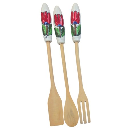 Handmade sicilian ceramic Kitchen utensils set tulip de simone pottery Handmade sicilian ceramic Kitchen utensils set tulip de simone pottery